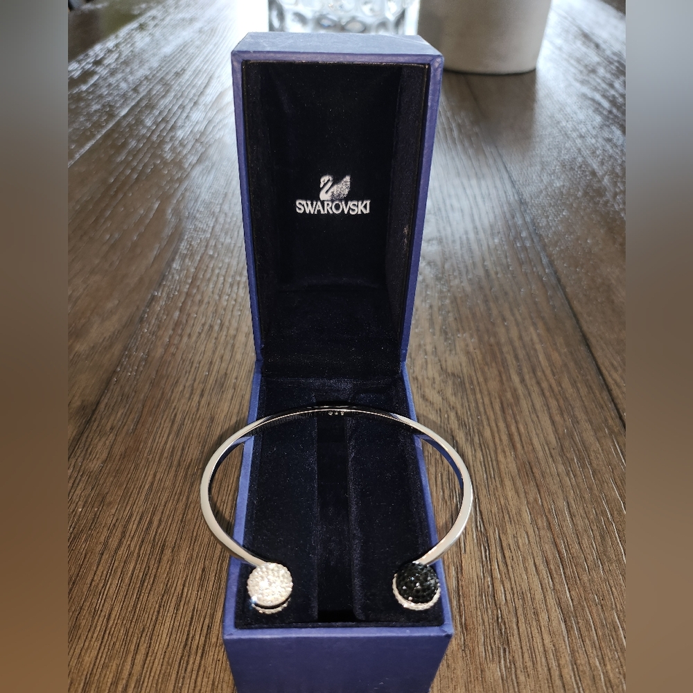 Swarovski Silver and Black Crystal Open Bangle **O.B.O.
